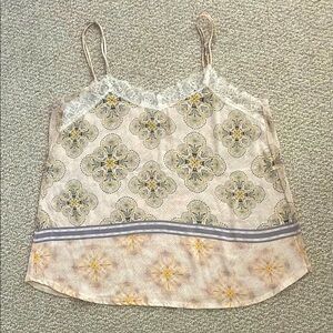 Zara Cream and Yellow Beautiful Camisole Top.  Size L/XL.